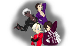  4boys another_k' ash_crimson blonde_hair brown_hair k' kyo_kusanagi m.u.g.e.n multiple_boys taito white_hair 