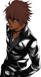  1boy black_eyes brown_hair dark-skinned_male dark_grey_clothes kill_kof m.u.g.e.n taito 