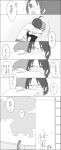  ahoge ake_(harlequin) comic glasses hasebe_yutaka highres hug momoi_kenzou monochrome servant_x_service short_hair translation_request yamagami_lucy 