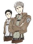  2boys jacket jean_kirchstein male marco_bodt multiple_boys shingeki_no_kyojin short_hair white_background xia_(ryugo) 