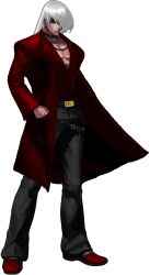  1boy element_kof element_scarlet m.u.g.e.n male red_clothes red_eyes white_hair 