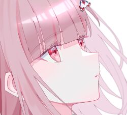  1girl danganronpa_(series) danganronpa_2:_goodbye_despair from_side galaga head_only highres looking_ahead medium_hair nanami_chiaki pink_eyes pink_hair solo spaceship_hair_ornament su_no_(su_no090) teeth 