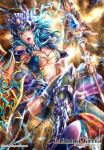  1girl armor blue_hair breasts cleavage copyright_request crotalaria original solo staff violet_eyes 