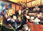  3boys 3girls alvin_(tales) eating elise_lutus headlock highres jude_mathis leia_roland milla_maxwell multiple_boys multiple_girls rowen_j._ilbert tales_of_(series) tales_of_xillia tipo_(xillia) 