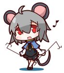 1girl animal_ears chibi crystal dowsing_rod grey_hair highres jewelry mouse_ears mouse_tail musical_note nazrin nu-nyu open_mouth pendant red_eyes short_hair smile tail touhou