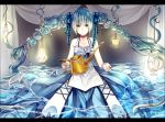  1girl amayu_(oxo0101) aqua_hair choker dress floating_hair green_eyes hatsune_miku letterboxed long_hair solo twintails very_long_hair vocaloid watering_can 