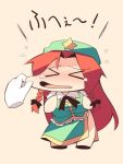  &gt;_&lt; 1girl braid breasts cheek_pull chibi comic flying_sweatdrops hair_ribbon hat hong_meiling large_breasts long_hair open_mouth puffy_sleeves redhead ribbon shirt short_sleeves side_slit silent_comic skirt skirt_set star tears touhou translation_request twin_braids ushi very_long_hair vest wavy_mouth 