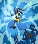  absurdres artist_request energy_ball highres lucario no_humans pokemon pokemon_(creature) red_eyes solo 