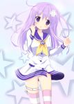  1girl choker choujigen_game_neptune d-pad hair_ornament honeycute long_hair nepgear panties purple_hair solo striped striped_legwear underwear violet_eyes 