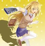  +_+ 1girl blonde_hair controller elbow_gloves fujimo_ruru gloves long_hair remote_control school_uniform shokuhou_misaki thighhighs to_aru_kagaku_no_railgun to_aru_majutsu_no_index wink yellow_eyes 