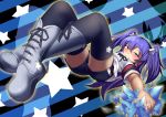  1girl ahiruaoba boots gen&#039;ei_wo_kakeru_taiyo hoshikawa_seira purple_hair shorts star thighhighs twintails violet_eyes 