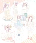  braid casual dotted_outline dress dress_lift ginga_e_kickoff!! hair_ribbon hand_on_hat hat nuka polka_dot polka_dot_dress print_dress ribbon saionji_reika_(ginga_e_kickoff!!) sandals shoes sketch twin_braids water_drop 