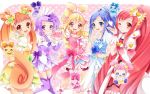  5girls aida_mana blonde_hair blue_eyes blue_hair brown_eyes brown_hair choker cure_ace cure_diamond cure_heart cure_rosetta cure_sword davi_(dokidoki!_precure) dokidoki!_precure earrings heart hishikawa_rikka jewelry kenzaki_makoto long_hair looking_at_viewer madoka_aguri magical_girl multiple_girls pink_eyes ponytail precure purple_hair rakeru_(dokidoki!_precure) rance_(dokidoki!_precure) red_eyes redhead ribbon sharuru_(dokidoki!_precure) thigh-highs twintails uzuki_aki violet_eyes wink yotsuba_alice 