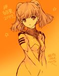  1girl :o bodysuit character_name min-naraken misaki_yuria monochrome orange_(color) sketch solo star twintails uchuu_senkan_yamato_2199 