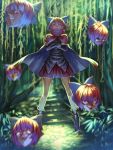  1girl benitama bow cape covered_mouth crossed_arms floating floating_heads hair_bow head highres open_mouth red_eyes redhead sekibanki shoes short_hair skirt smile solo touhou yuu-gi-ou 