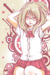  bow glasses harada_yuuichi original school_uniform skirt solo 