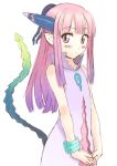  artist_request bangs blunt_bangs blush bracelet flat_chest gradient_hair hands_together jewelry long_hair looking_at_viewer milreaf multicolored_hair payot pink_eyes pink_hair pointy_ears purple_hair sketch summon_night summon_night_4 tail 