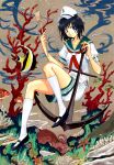  black_hair blue_eyes fish hat hishaku ladle murasa_minamitsu sailor sailor_collar sailor_hat sailor_suit short_hair solo touhou tsurui underwater 