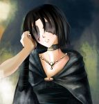  black_hair cape choker demon&#039;s_souls dress female holding_hands kasaiji maiden_in_black necklace short_hair 