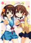  bad_id blush brown_eyes brown_hair clannad company_connection crossover furukawa_nagisa hairband kyoto_animation p.kibi school_uniform short_hair suzumiya_haruhi suzumiya_haruhi_no_yuuutsu v 