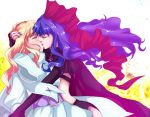  blonde_hair blue_hair cape closed_eyes dress dual_persona fingerless_gloves gloves kiss lipstick long_hair macross macross_frontier macross_frontier:_itsuwari_no_utahime macross_frontier:_the_false_diva multiple_girls nail_polish selfcest sheryl_nome time_paradox white_dress yuri 