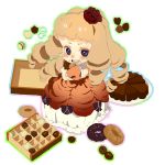  blush bow cake candy child chocolate doughnut dress eating flower food gown hair_bow hair_flower hair_ornament kacchuu pastry surprised 