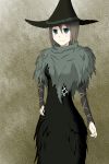  blue_eyes blush brown_hair demon&#039;s_souls dress female shawl short_hair solo waru witch witch_hat yuria_the_witch 
