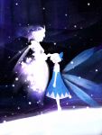  cirno closed_eyes hanada_hyou hand_on_head letty_whiterock multiple_girls petting profile silhouette snow touhou wings 