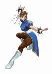  boots brown_eyes brown_hair bun_cover capcom chinadress chun-li double_bun pantyhose short_hair spiked_bracelet street_fighter tatsunoko_vs_capcom 