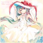  1girl 2013 bowtie character_name dated elbow_gloves gloves happy_birthday hat hatsune_miku long_hair skirt smile solo sun_hat tama_(songe) twintails very_long_hair vocaloid 