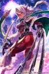  1girl claw_(weapon) green_eyes lack long_hair original pointy_ears silver_hair sword watermark weapon 