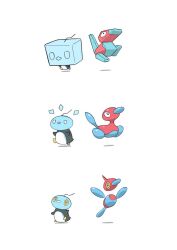  bird colored_sclera eiscue eiscue_(ice) eiscue_(noice) evolutionary_line floating full_body ice igwjgsarifbfo9u no_humans penguin pokemon pokemon_(creature) porygon porygon-z porygon2 simple_background yellow_eyes yellow_sclera 