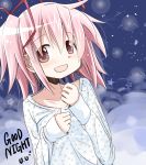  1girl blush bust english hair_rings looking_at_viewer mahou_shoujo_madoka_magica open_mouth smile solo twintails 