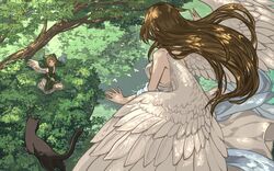  angel_wings black_cat_(elona) dress ehekatl_of_luck elona god goddess kumiromi_of_harvest rueken sash tree wings 