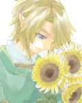  blonde_hair blue_eyes flower link nintendo pointy_ears smile soraaya_giima sunflower tears the_legend_of_zelda twilight_princess 