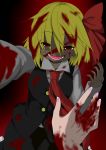  1girl blonde_hair blood colored highres looking_at_viewer open_mouth pov red_eyes rumia short_hair smile touhou zousuir 