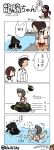  4koma 6+girls admiral_(kantai_collection) asphyxiation comic diving_mask_on_head drowning hai_to_hickory inazuma_(kantai_collection) ise_(kantai_collection) kantai_collection maru-yu_(kantai_collection) military military_vehicle multiple_girls parody ryuujou_(kantai_collection) simple_background so-class_submarine style_parody tank translation_request twitter_username ueda_masashi_(style) vehicle visor_cap 