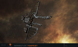  3d absurdres attack_ship_(eve_online) battleship_(eve_online) brown_background brown_theme clouds commentary company_logo company_name copyright_logo copyright_name dated english_commentary eve_online floating glowing highres logo maya_(medium) military_vehicle minmatar_logo_(eve_online) minmatar_republic_(eve_online) nebula no_humans outdoors radar radio_antenna realistic scenery science_fiction solar_panel space spacecraft star_(sky) starry_sky_background tempest_(eve_online) thukker_mix_(eve_online) vehicle_focus vehicle_name ymir_jonsson 