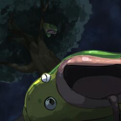  absurdres highres night no_humans open_mouth outdoors pokemon pokemon_(creature) spicyichizo tree weepinbell 