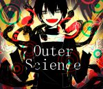  1boy black_hair copyright_name hands headphones highres kagerou_project konoha_(kagerou_project) open_mouth outer_science_(vocaloid) scarf short_hair smile snake solo yellow_eyes 