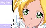  1girl blonde_hair character_name choker cure_rhythm earrings face green_eyes haru_(nature_life) jewelry long_hair magical_girl minamino_kanade precure puffy_sleeves serious solo suite_precure 