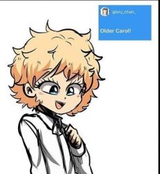  1girl aged_up blue_eyes carol_(yakusoku_no_neverland) eyebrows_visible_through_hair female older rayanne_(artist) short_hair simple_background smile white_background yakusoku_no_neverland 