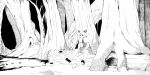  1girl absurdres animal_ears forest highres monochrome mouse mouse_ears nature nazrin outdoors short_hair sitting smile solo touhou yokohachi 