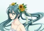  1girl aqua_eyes aqua_hair bust flower hair_flower hair_ornament hamura_mayu hatsune_miku long_hair solo twintails vocaloid 