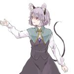  1girl animal_ears grey_hair hamira-ze mouse_ears mouse_tail nazrin short_hair simple_background smile solo tail touhou white_background 