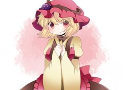  1girl aki_minoriko apron blonde_hair blush breasts food fruit grapes hammer_(sunset_beach) hat long_sleeves open_mouth red_eyes short_hair skirt solo touhou 