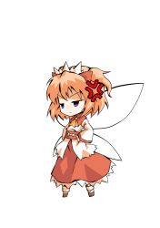  1girl ascot brown_shoes chibi chibi_only commentary_request dairi fairy fairy_wings full_body hair_between_eyes hands_on_own_hips large_variant_set orange_hair red_skirt shirt shoes skirt solo sunny_milk tachi-e touhou transparent_background two_side_up variant_set white_shirt wide_sleeves wings yellow_ascot 