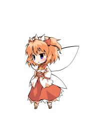  1girl ascot brown_shoes chibi chibi_only commentary_request dairi fairy fairy_wings full_body hair_between_eyes hands_on_own_hips large_variant_set orange_hair red_skirt shirt shoes skirt solo sunny_milk tachi-e touhou transparent_background two_side_up variant_set white_shirt wide_sleeves wings yellow_ascot 