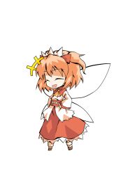  1girl ascot brown_shoes chibi chibi_only commentary_request dairi fairy fairy_wings full_body hair_between_eyes hands_on_own_hips large_variant_set orange_hair red_skirt shirt shoes skirt solo sunny_milk tachi-e touhou transparent_background two_side_up variant_set white_shirt wide_sleeves wings yellow_ascot 