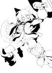  1girl 7th_dragon absurdres animal_ears bell character_request highres jingle_bell lineart monochrome nanaroku_(fortress76) open_mouth solo 